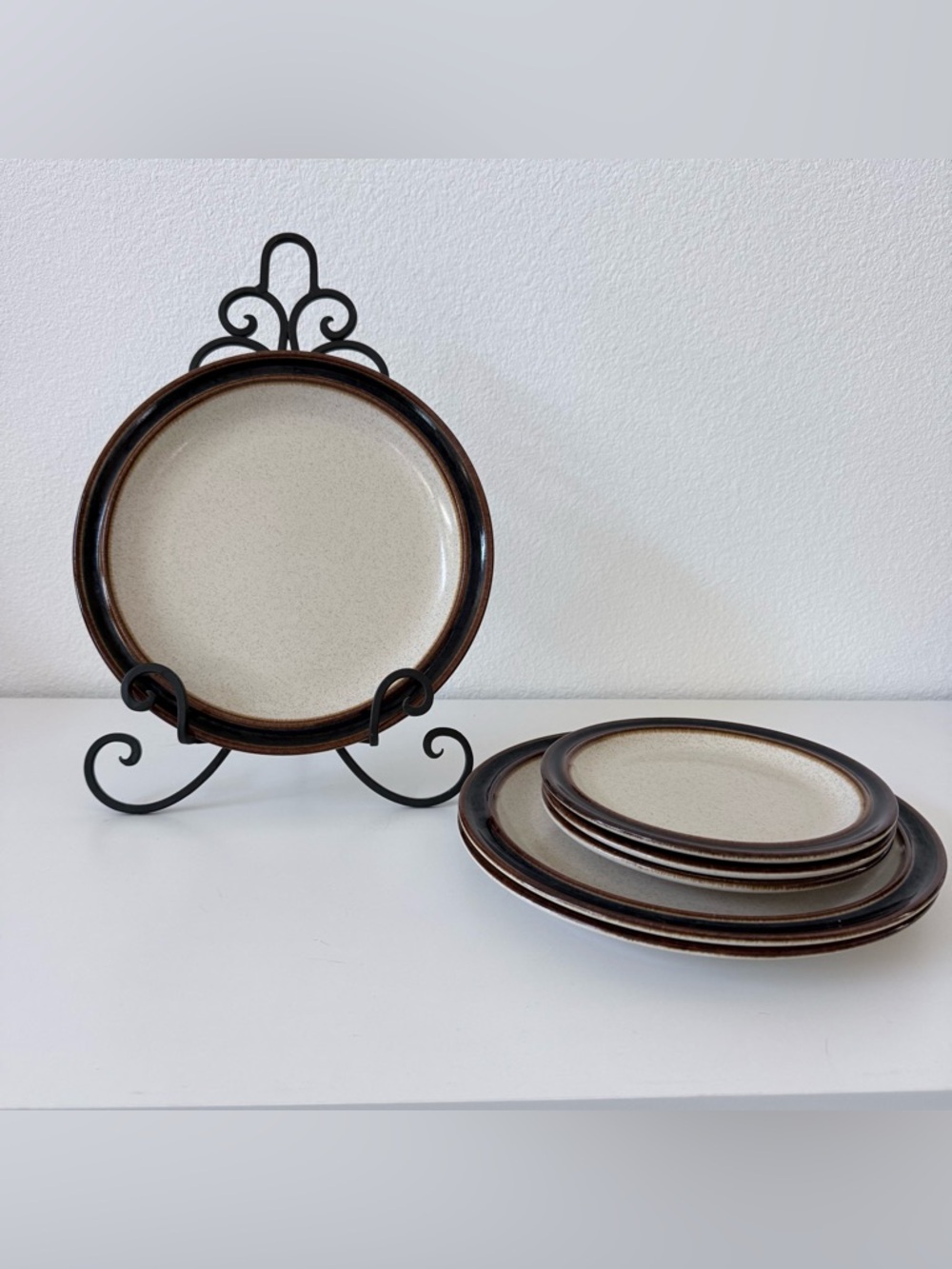 International China Suncraft Luna Plates Set 6 Stoneware Japan Vintage Mid Centu
